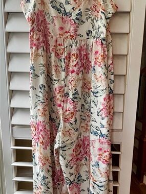 Floral Pink & Blue Print Women's overalls/jumpsuit
